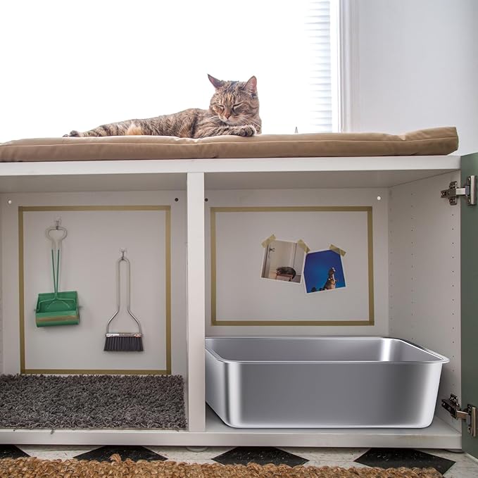 Stainless Steel Cat Litter Box, Non Stick No Smell Litterbox - Image 6