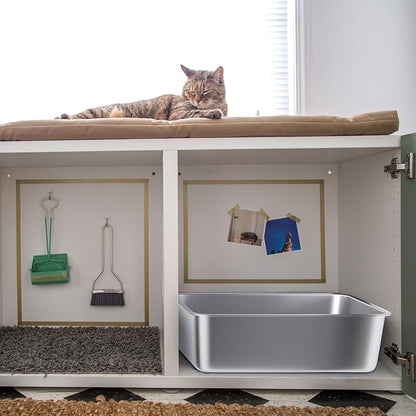 Stainless Steel Litter Box 2 Pack, Non Stick No Smell Cat Litterbox - Image 6