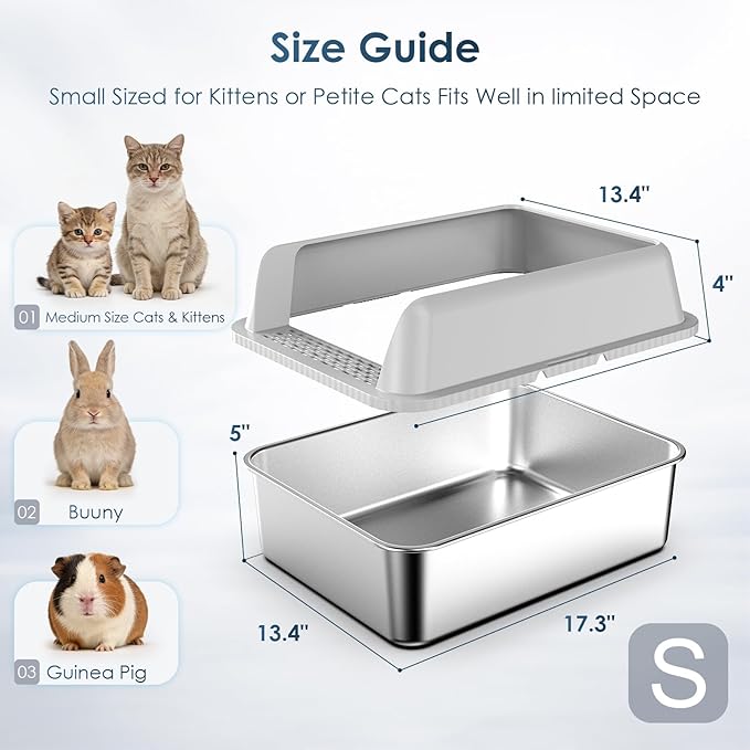Suzzipaws 2 Pack 17.3" x13.4"x9" Stainless Steel Litter Box, Kitten Litter Box - Image 4