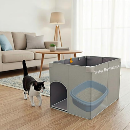 Dog Proof Cat Litter Box Enclosure, Open Top High Side, Less-Mess Extra Large by GesomePurrz
