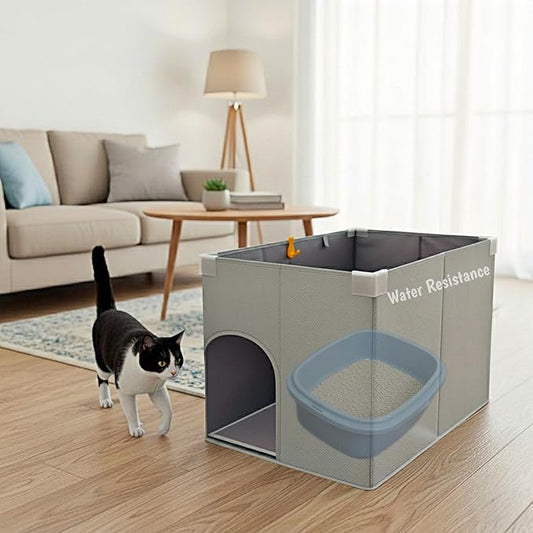 Dog Proof Cat Litter Box Enclosure, Open Top High Side, Less-Mess Extra Large by GesomePurrz