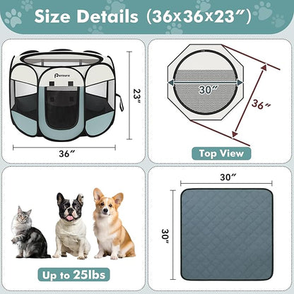 Dog Cat Playpen Indoor Outdoor for Puppy Pet Dogs Cat Recovery After Surgery - Image 2