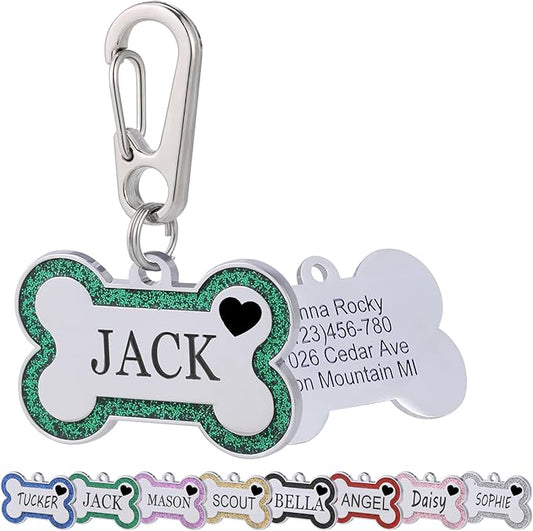 Personalized Dog Tags for Pets Deep Engraved Text and Cute Heart Icons by Aimeng
