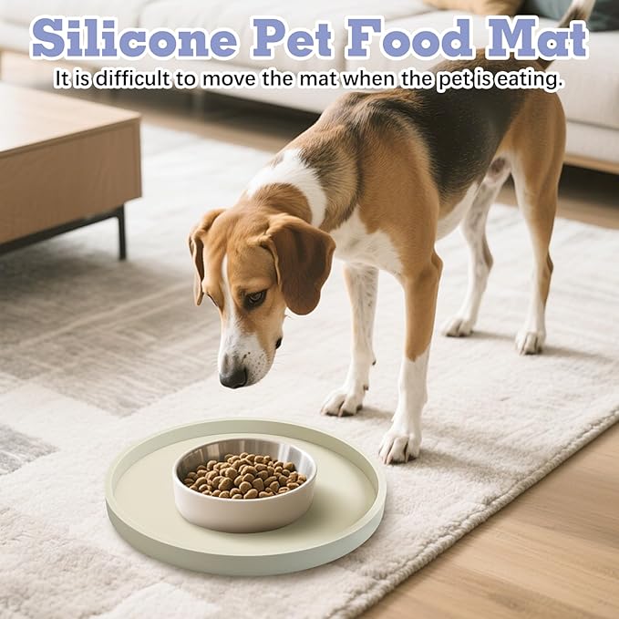 BNOSDM 2 PCS Dog Feeding Mat Brown Silicone Pet Food Mats Waterproof - Image 3