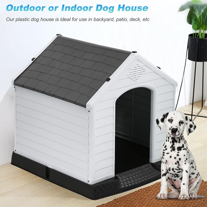 FDW Dog House Indoor Outdoor Durable Ventilate Waterproof Pet Plastic Dog House - Image 2