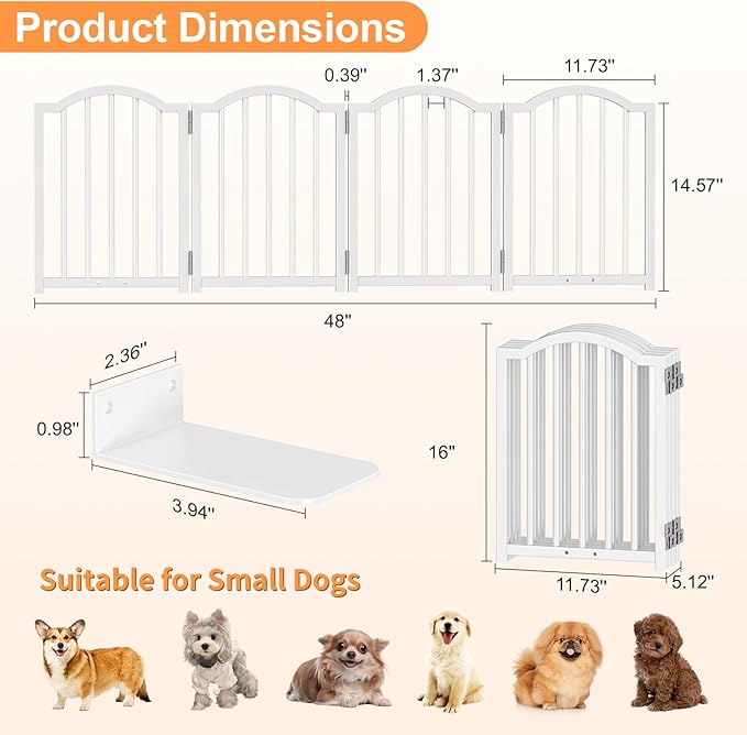 Snughome Short Dog Gate Indoor, Expands Up to 48’’ Wide Foldable Pet Gate - Image 4