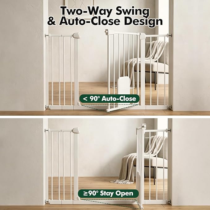 Metal Pet Gate with Cat Door, Adjustable Dog Gate - Image 6
