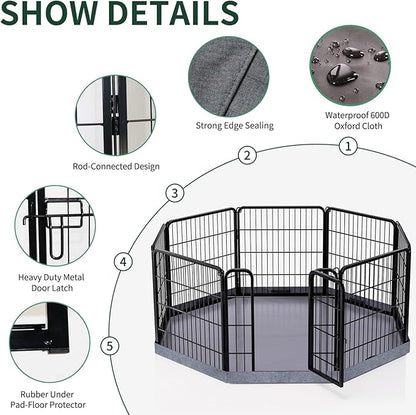 PETIME Dog Playpen, Metal Exercise Puppy Pen Heavy Duty Kennels Yard Fence - Image 2