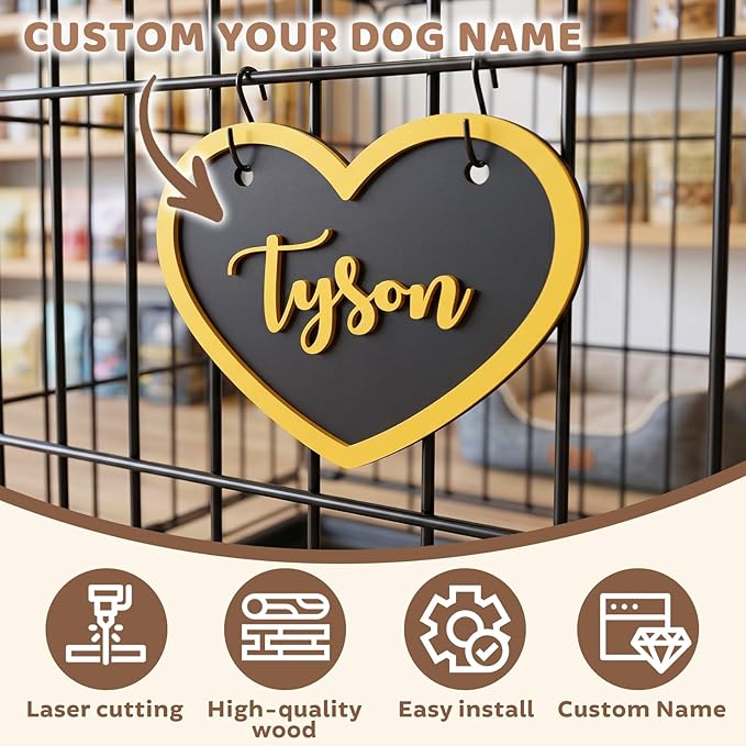 Personalized Dog Room Decor Custom Dog Crate Accessories Name Plate Doghouse - Image 7