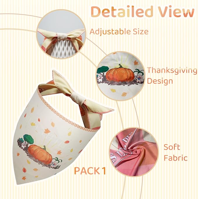 Thanksgiving Dog Bandanas 2 Pack, Fall Dog Bandanas - Image 4