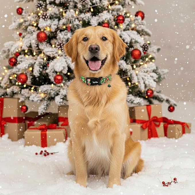 Christmas Dog Collar for Medium Dogs, Adjustable Green Small Dog Collars - Image 5
