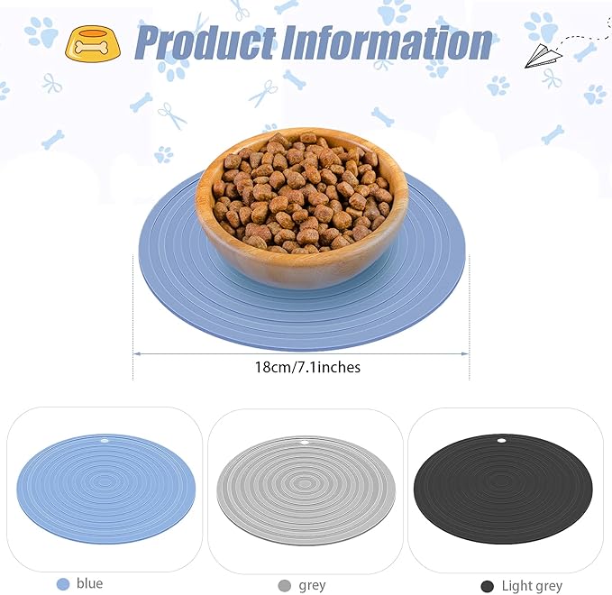 3 Pieces Silicone Pet Food Mat Feeding Mat - Image 2