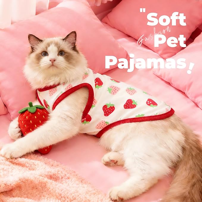 PETCARE Cartoon Dog Shirts for Small Dogs Cute Dog Clothes Red Strawberry - Image 4