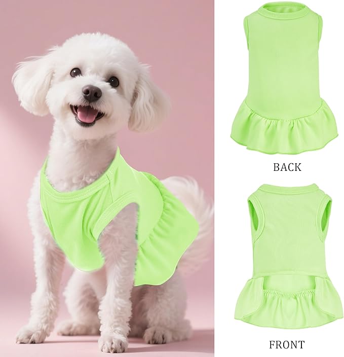 2 Pcs Dog Dresses Cat Skirt Solid Color Dog Clothes Summer Sleeveless Puppy - Image 2