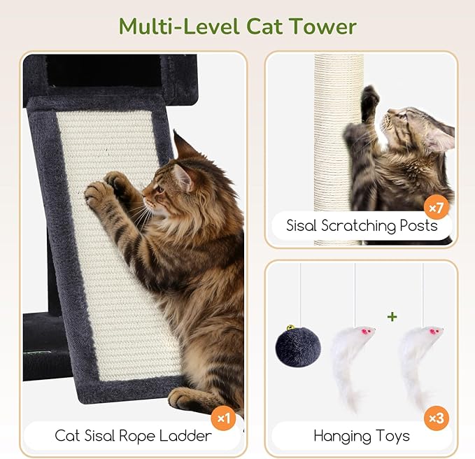 Globlazer 83in Heavy Duty Cat Tree, Giant Cat Tower - Image 5