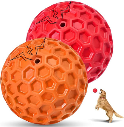 2 Pack Indestructible Squeaky Dog Balls by CHEODIN
