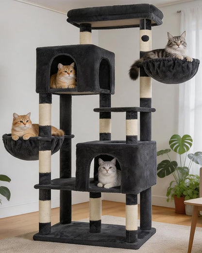 Heybly 68.1" Cat Tree with Oversized Top Platform & Wide Base, Heavy Duty Cat by HEYBLY