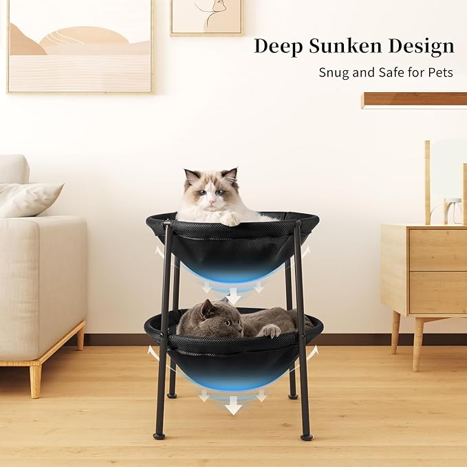 JUNSPOW Double Cat Bed Black, Breathable Pet Bed - Image 4