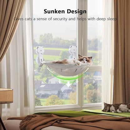 JUNSPOW Cat Window Perch Cordless, Foldable & Stable Cat Beds- Breathable Cat - Image 2
