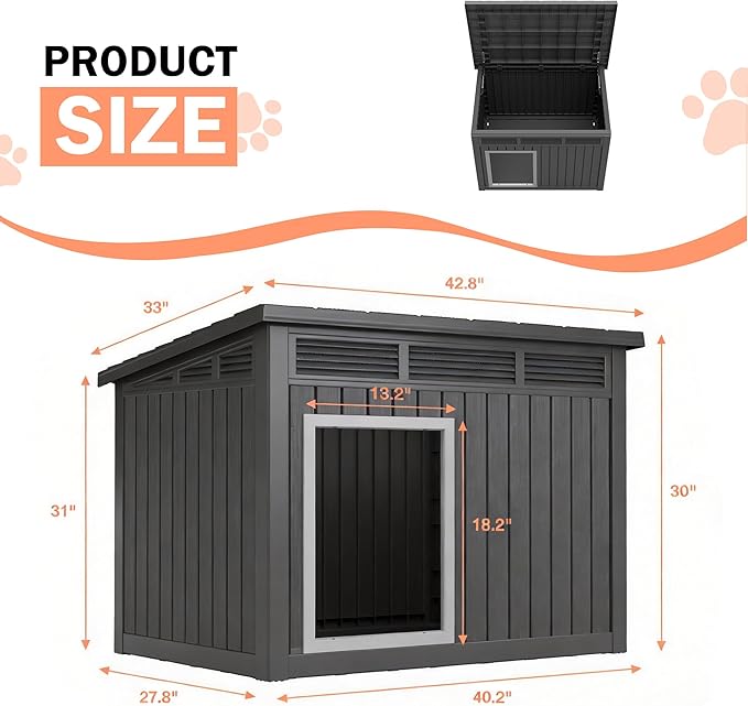 Fancyango Large Dog House with Removable Roof - Image 5
