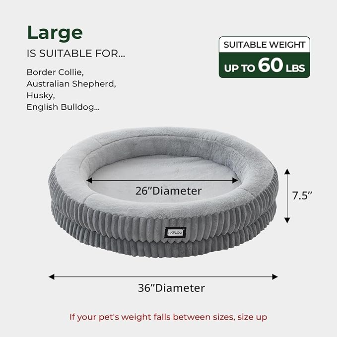 BALANCE Donut Dog Bed, 36 Inches Round Dog Bed Large Size Dogs Washable - Image 5