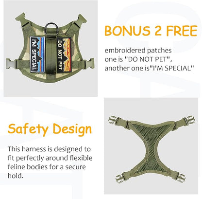 Tactical Cat Harness for Walking, Adjustable Escape Proof Pet Vest for Large Cat - Image 2