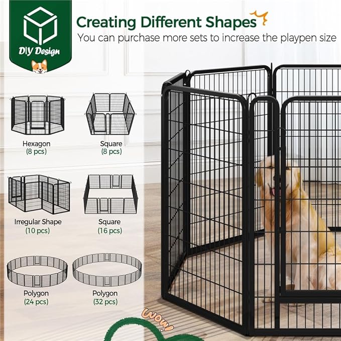 Yaheetech Dog Playpen Outdoor, 40 inch 16 Panels Dog Pen Indoor Heavy Duty - Image 6