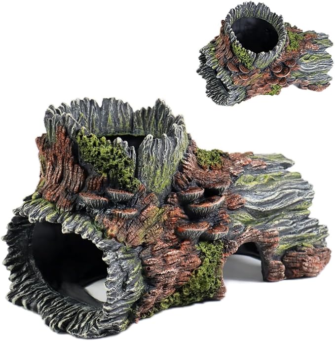 Aquarium Decorations Hollow Tree Trunk Fish Tank Accessories Stump Shelter by PTFJZ