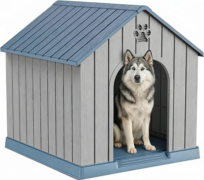 VIXZEN Outdoor Dog House, Resin Material, Large Outdoor Dog House by Vixzen