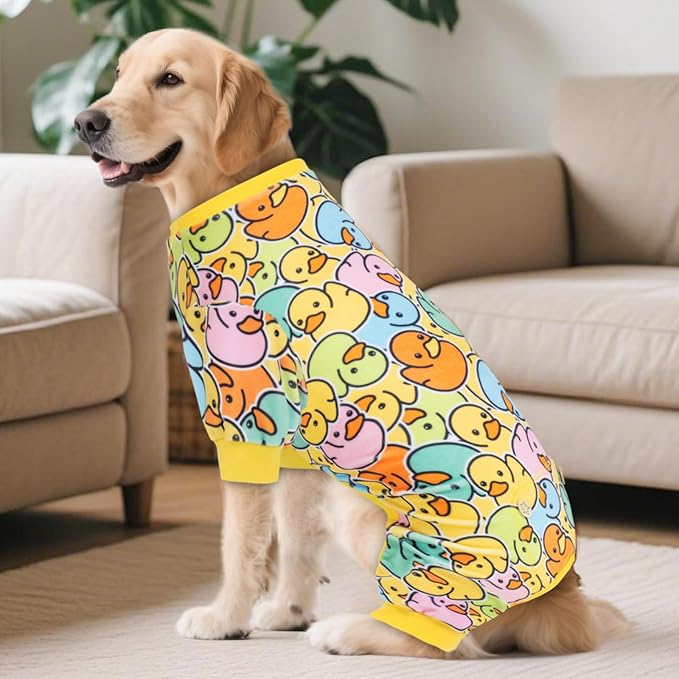 KYEESE Dog Pajamas Dog Pajamas Large Sized Dogs Soft Pet Pjs Colorful Duck - Image 4