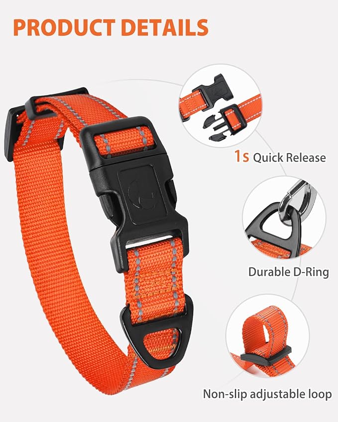 Joytale Small Dog Collar, Durable Double-Sided Reflective Nylon Collar - Image 4