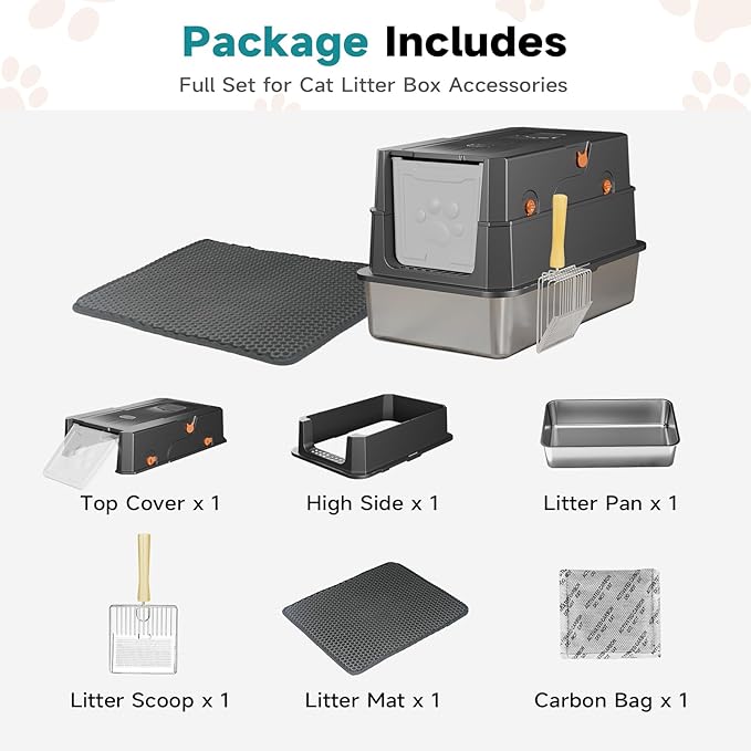 TENTIZON Stainless Steel Cat Litter Box - Image 9