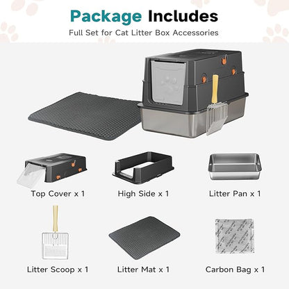 TENTIZON Stainless Steel Cat Litter Box - Image 9