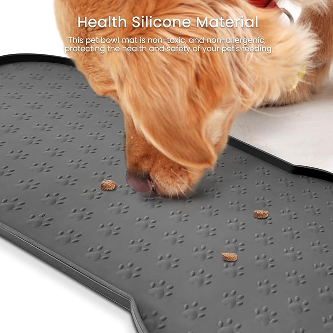 PWTAA Dog Food Mat Anti-Slip Silicone Dog Bowl Mat Thicker Pet Placemat - Image 6