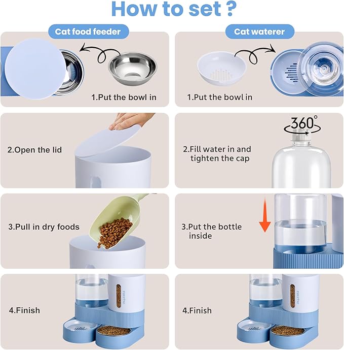 2 Pack Automatic Cat Feeder Stainless Steel Water Dispenser Gravity Food Feeder - Image 5
