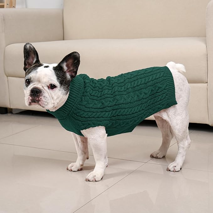 2 Pack Dog Sweaters for Medium Dogs Winter Turtleneck Pullover Cable Knit - Image 7