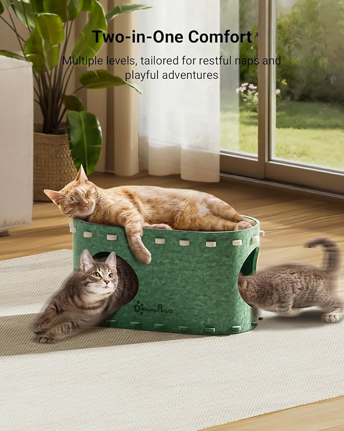 DownyPaws Cat House for Indoor Cats, Cat Bed Cave for Multiple & Large Cats Up - Image 2