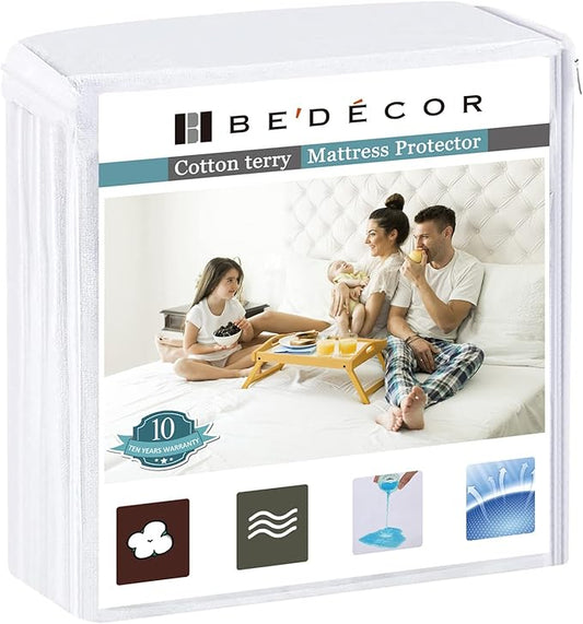 Bedecor California King Mattress Protector, Waterproof Cotton Terry Cover by Bedecor