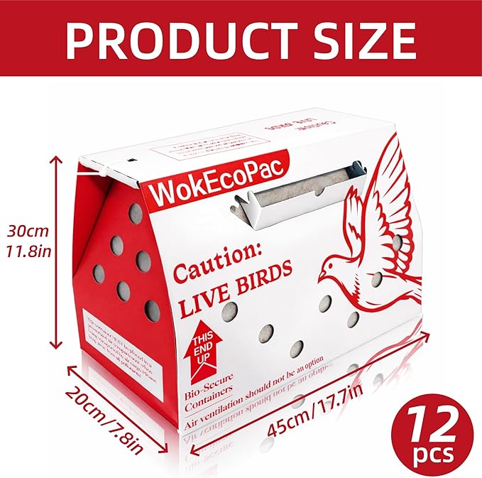 12 Pack Single Live Bird Shipping Boxes, Live Chicken Shipping Boxes, Poultry - Image 2
