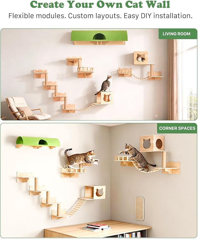 Cat Wall Shelves, 18 in 1 Cat Wall Furniture - Image 2