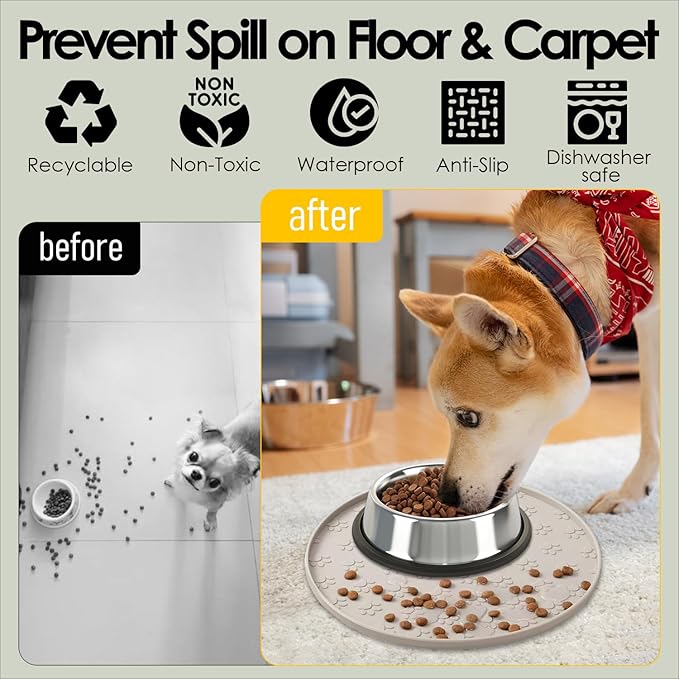 Pet Feeding Mats for Food and Water, Waterproof Anti-Slip Placemats for Dog Cat - Image 2