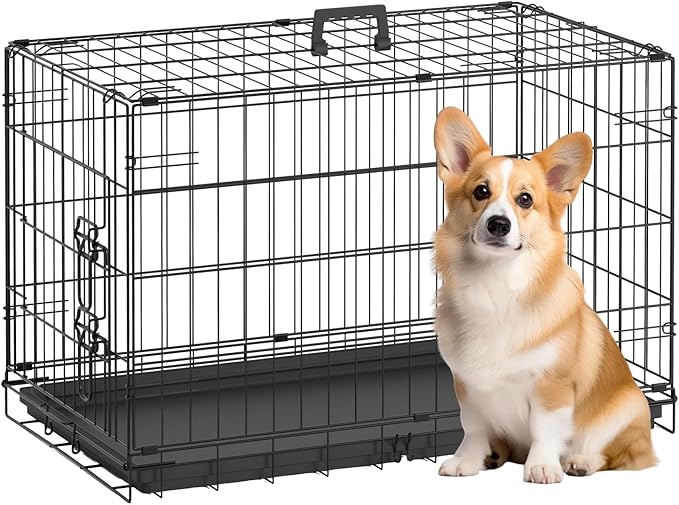 BestPet | Dog Crate | 30" | Black | Foldable Metal Kennel by BestPet