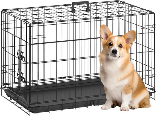 BestPet | Dog Crate | 30" | Black | Foldable Metal Kennel by BestPet