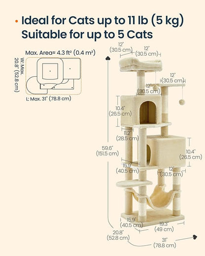 SONGMICS HOME Cat Tree for Indoor Cats, Hammock and Condo - Image 6