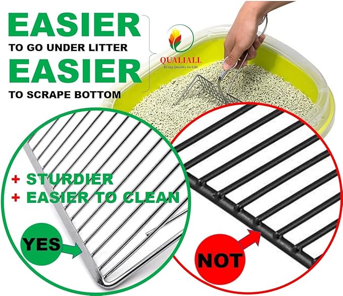 Qualiall All Metal Litter Scoop, Solid Metal Sifter, Cat Litter Scoop Metal - Image 2
