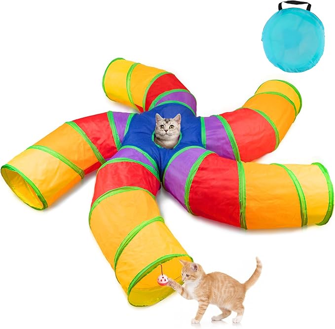 Depets Cat Tunnel for Indoor Cats, 5 Way Large Cat Play Tunnel & Tube by Depets