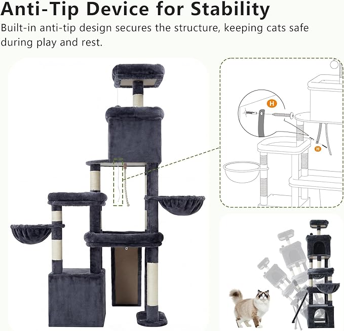 Heybly Cat Tree, 71-Inch-Tall Tower - Image 6