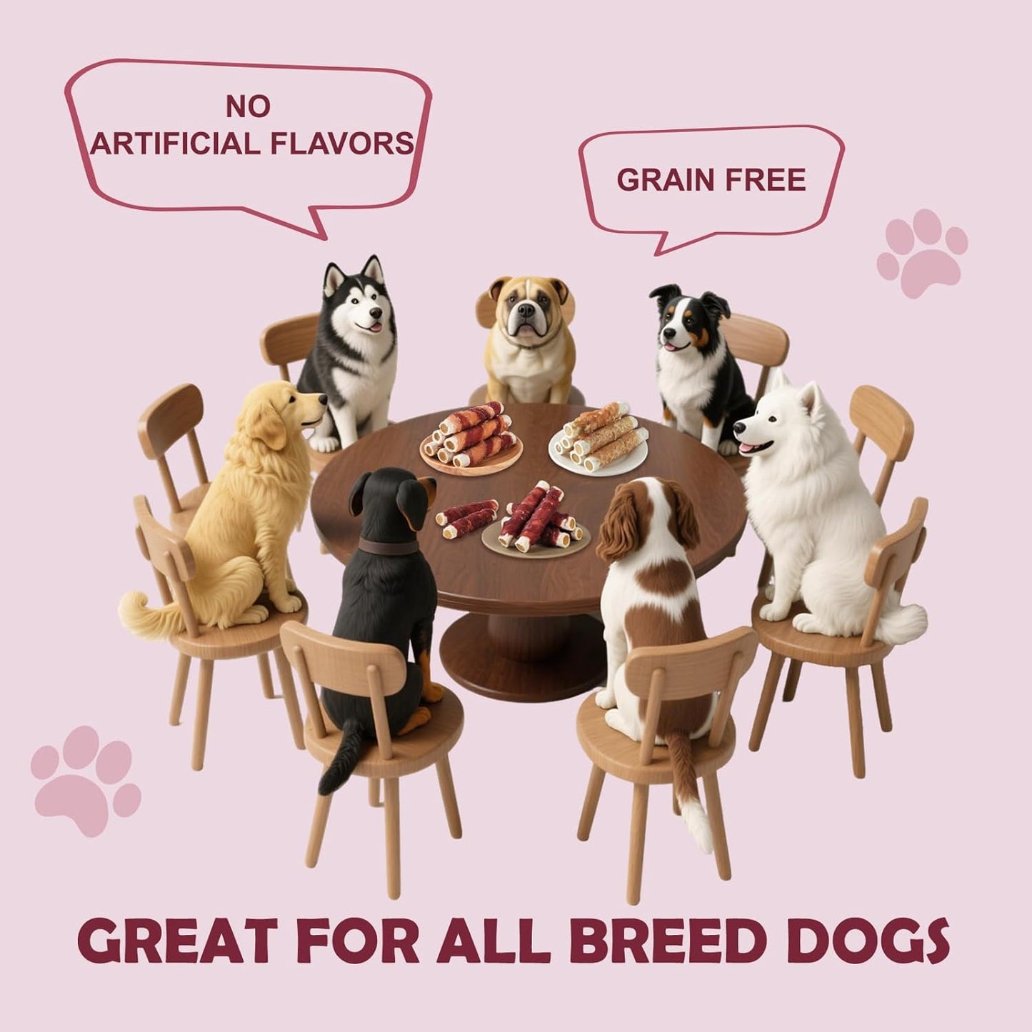 ASMPET Dog Treats, Chicken & Duck Wrapped Rawhide Sticks Filled with Sweet Potato for Small Medium Large Dogs