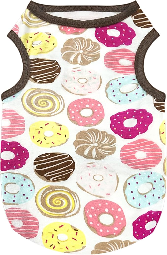 PETCARE Cartoon Dog Shirts for Small Dogs Cute Dog Clothes Brown Donut Tshirt - Image 9