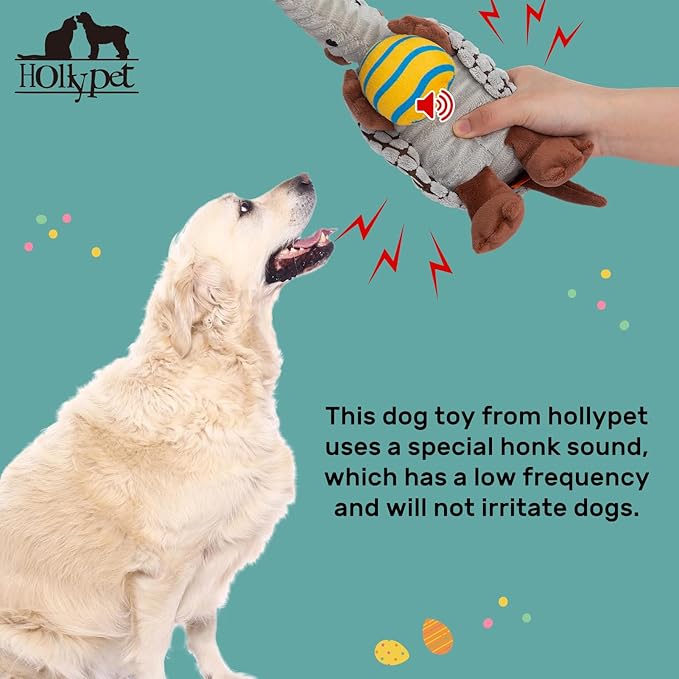 Hollypet Plush Dog Squeaky Toy Stuffed Armadillo Animal Pet Puppy Chew Toys - Image 5